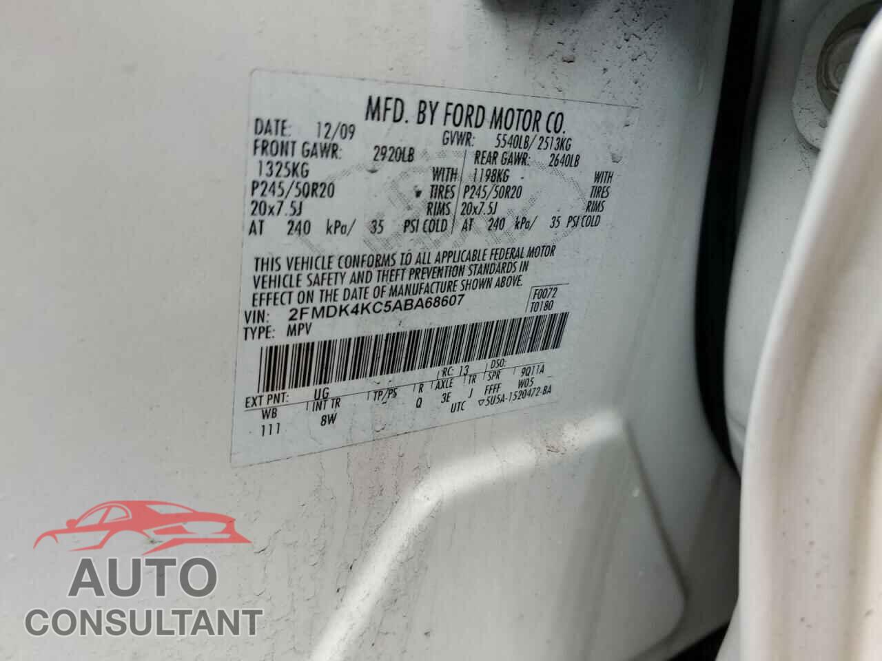 FORD EDGE 2010 - 2FMDK4KC5ABA68607