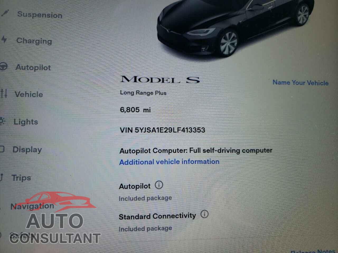 TESLA MODEL S 2020 - 5YJSA1E29LF413353