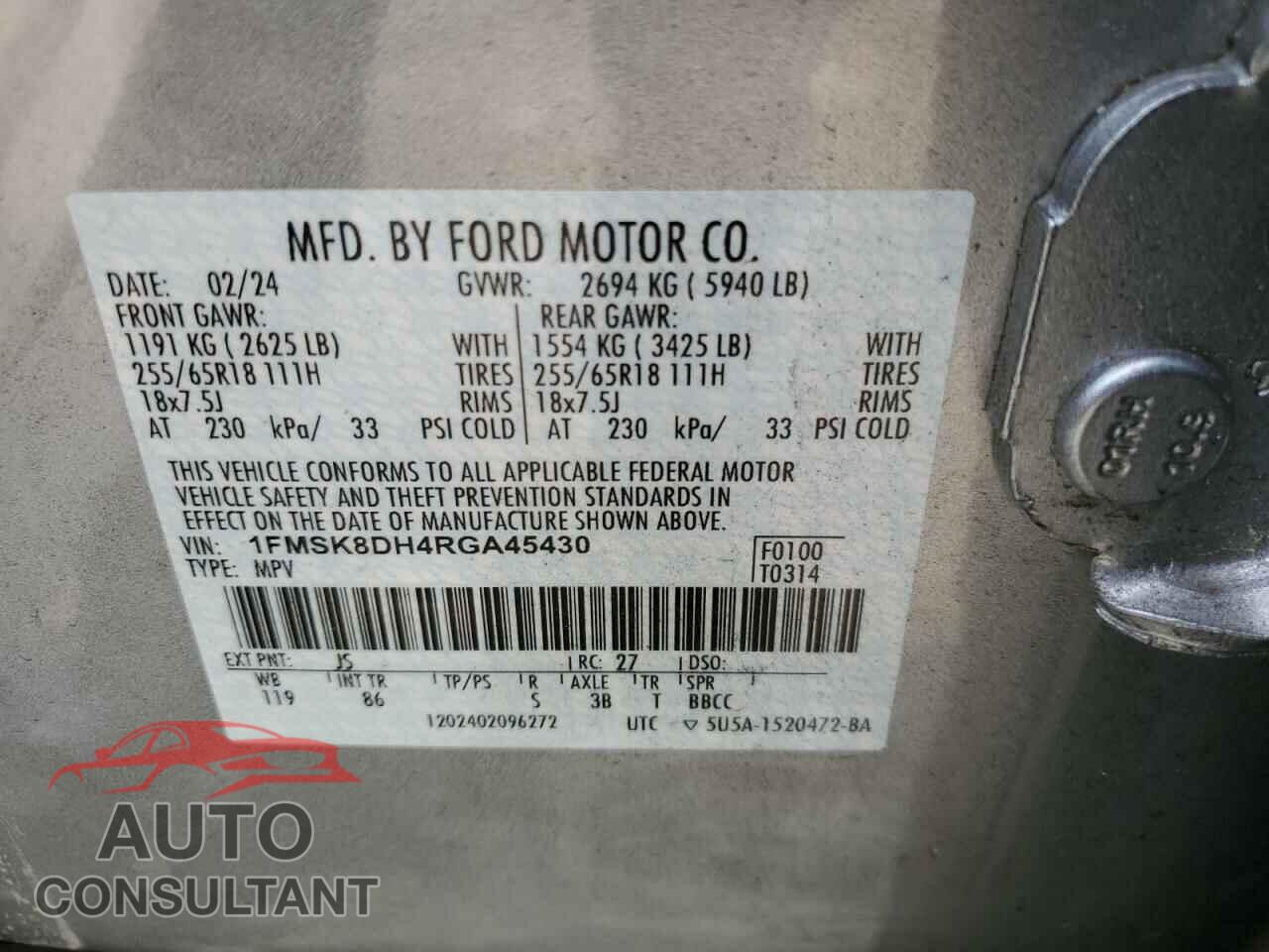 FORD EXPLORER 2024 - 1FMSK8DH4RGA45430