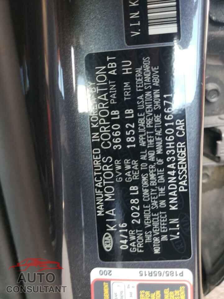 KIA RIO 2017 - KNADN4A33H6016671