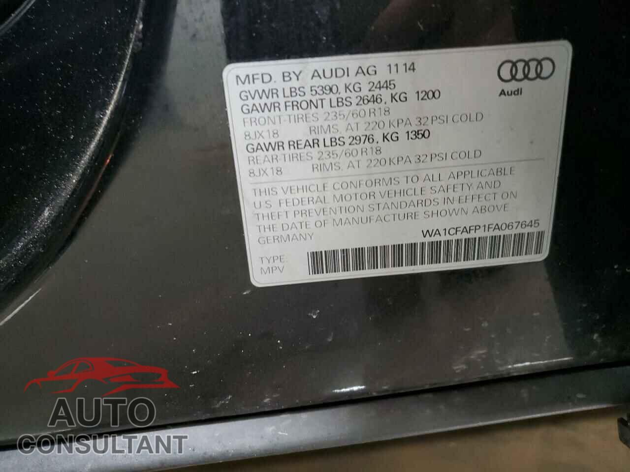 AUDI Q5 2015 - WA1CFAFP1FA067645