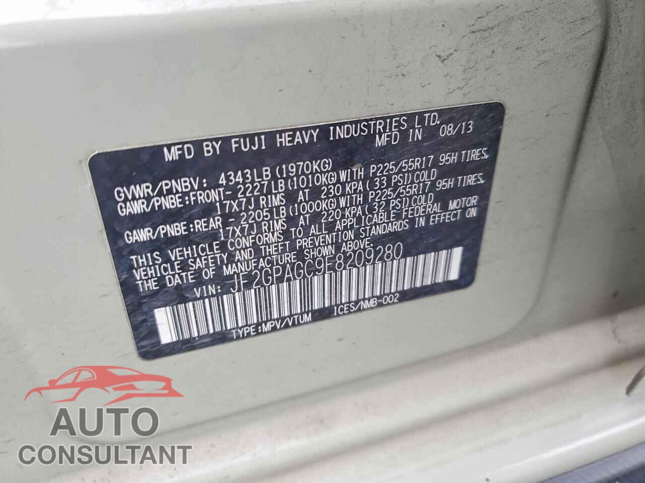 SUBARU XV 2014 - JF2GPAGC9E8209280