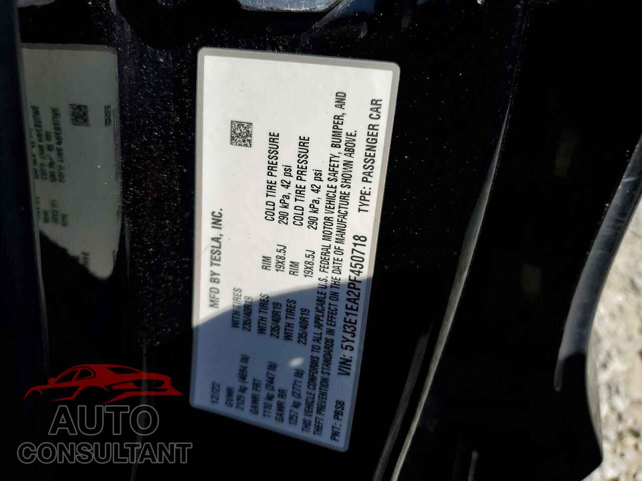 TESLA MODEL 3 2023 - 5YJ3E1EA2PF450718