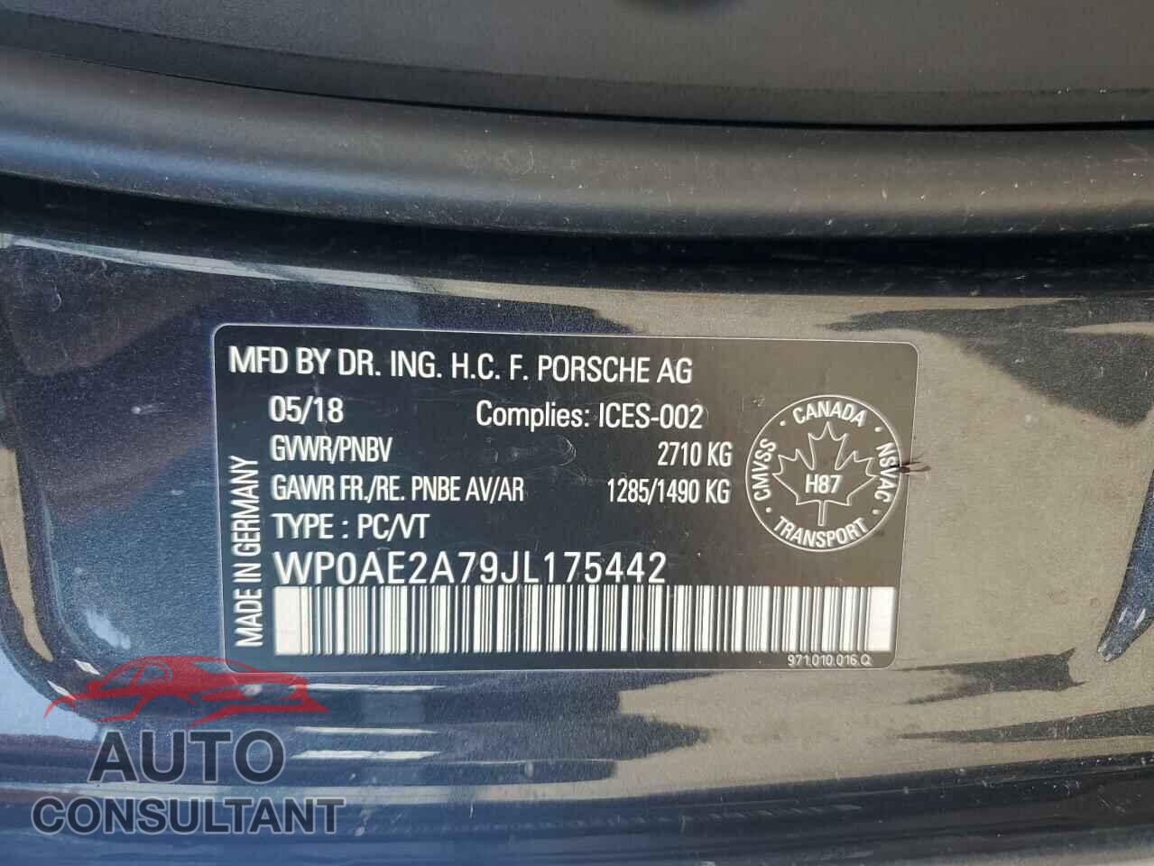 PORSCHE PANAMERA 2018 - WP0AE2A79JL175442