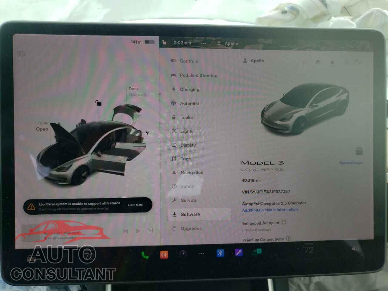 TESLA MODEL 3 2018 - 5YJ3E1EA3JF037357