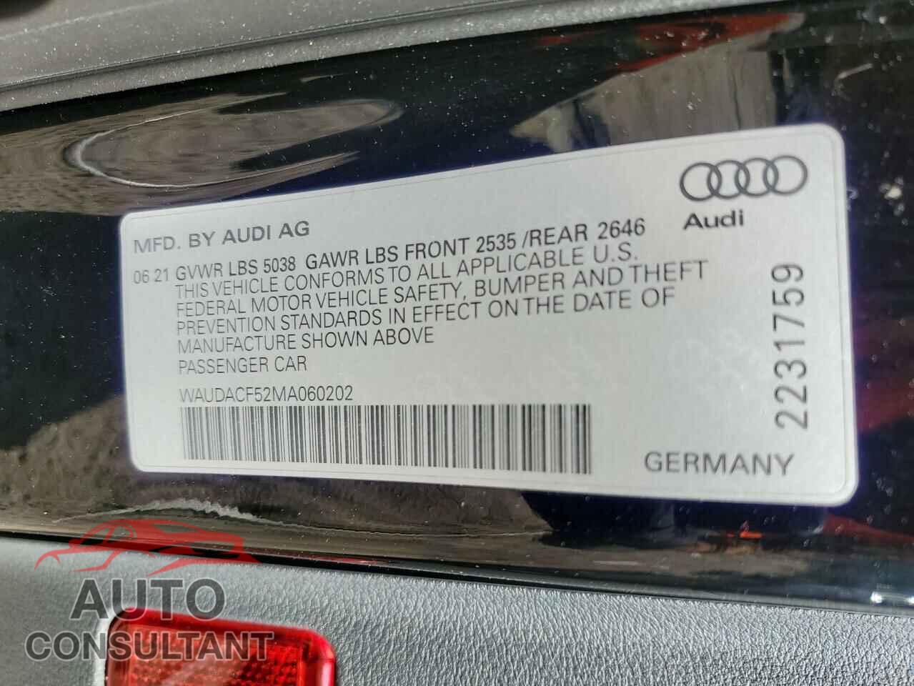 AUDI A5 2021 - WAUDACF52MA060202