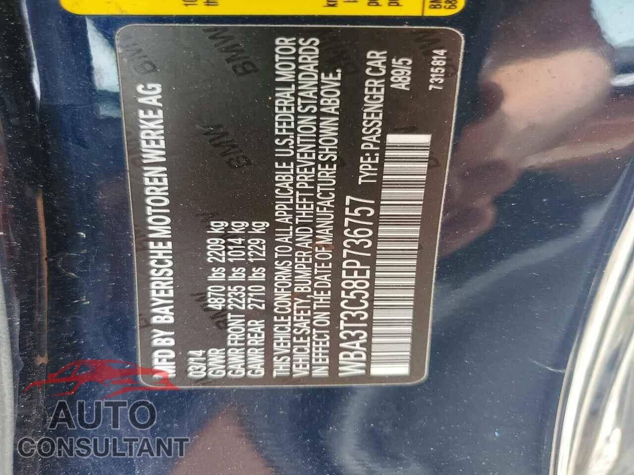 BMW 4 SERIES 2014 - WBA3T3C58EP736757