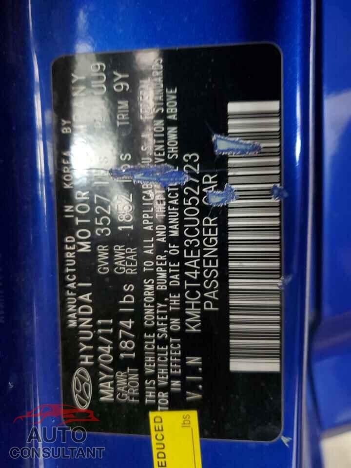 HYUNDAI ACCENT 2012 - KMHCT4AE3CU052723