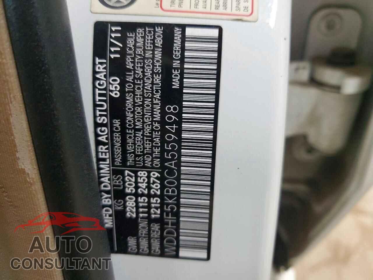 MERCEDES-BENZ E-CLASS 2012 - WDDHF5KB0CA559498