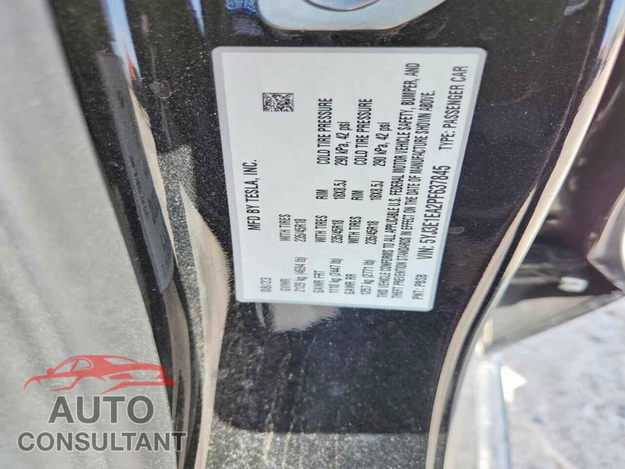 TESLA MODEL 3 2023 - 5YJ3E1EA2PF637845