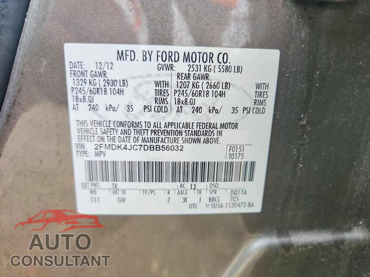 FORD EDGE 2013 - 2FMDK4JC7DBB56032