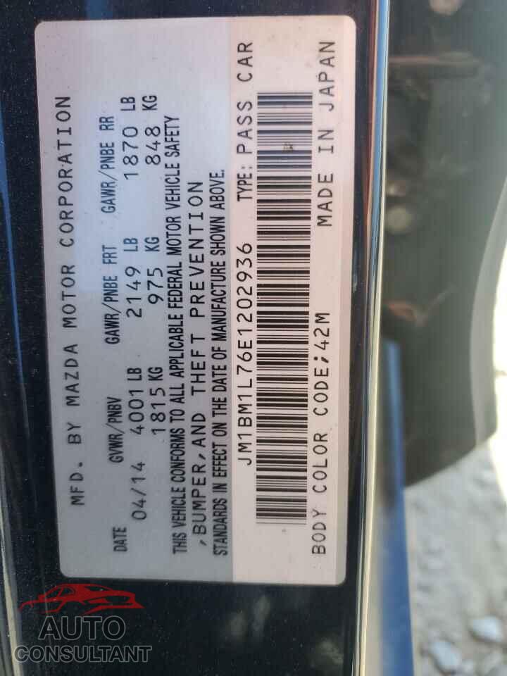 MAZDA 3 2014 - JM1BM1L76E1202936