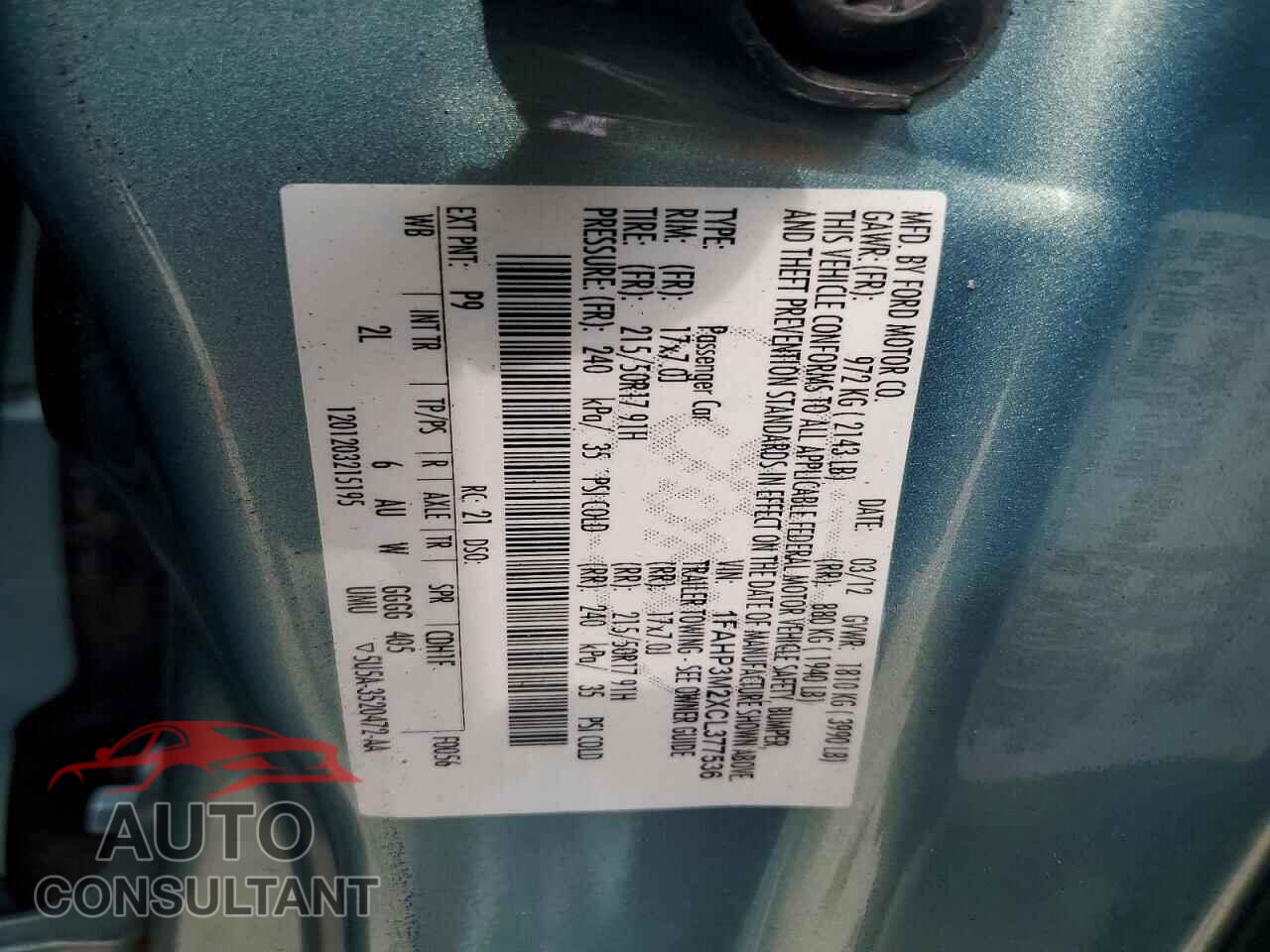 FORD FOCUS 2012 - 1FAHP3M2XCL377536