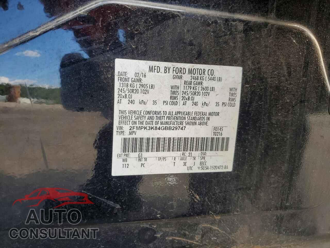 FORD EDGE 2016 - 2FMPK3K84GBB29747