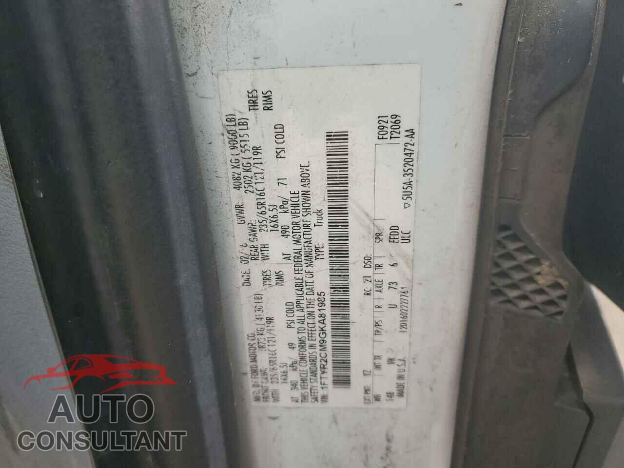 FORD TRANSIT 2016 - 1FTYR2CM9GKA81985