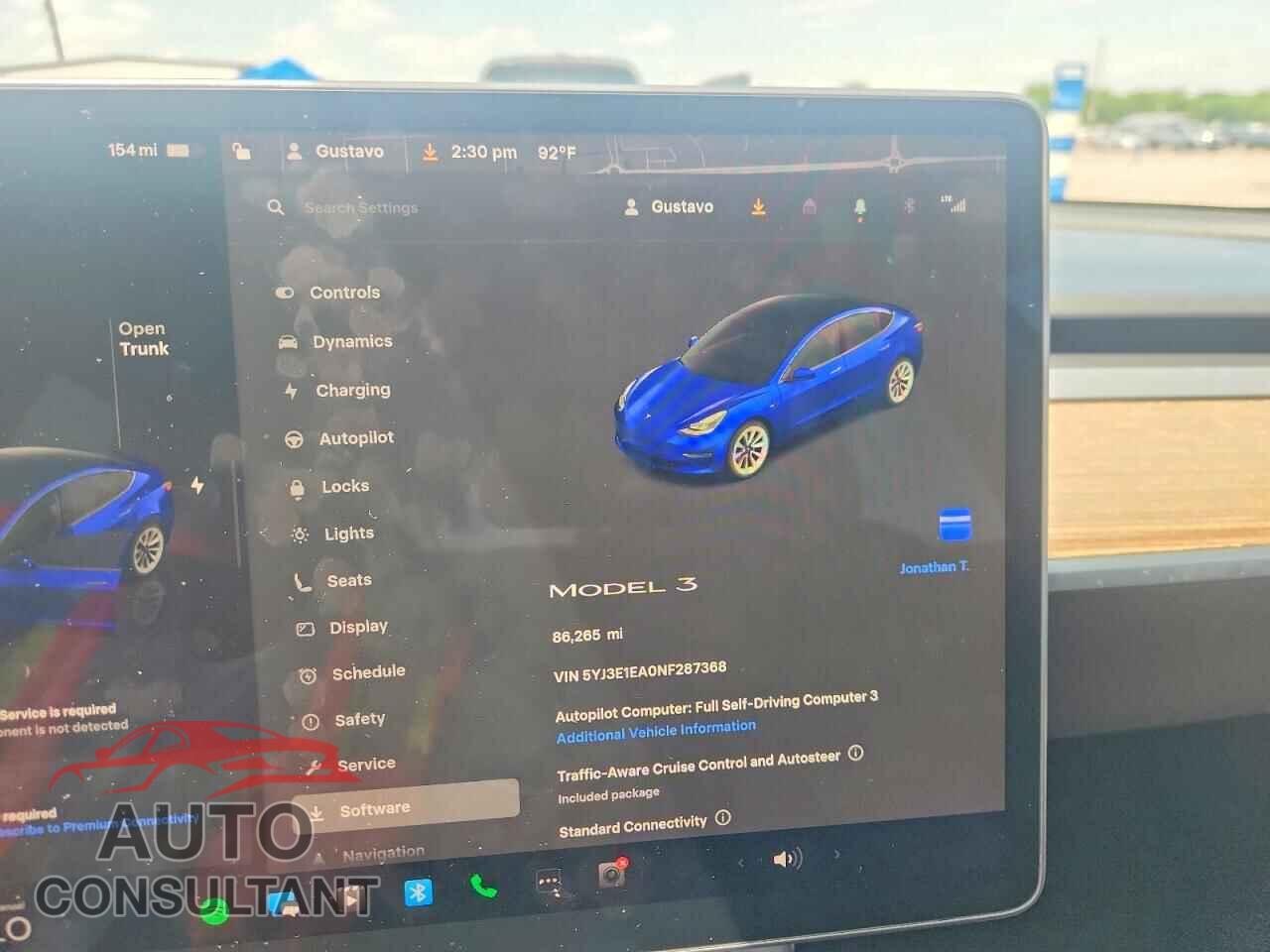 TESLA MODEL 3 2022 - 5YJ3E1EA0NF287368