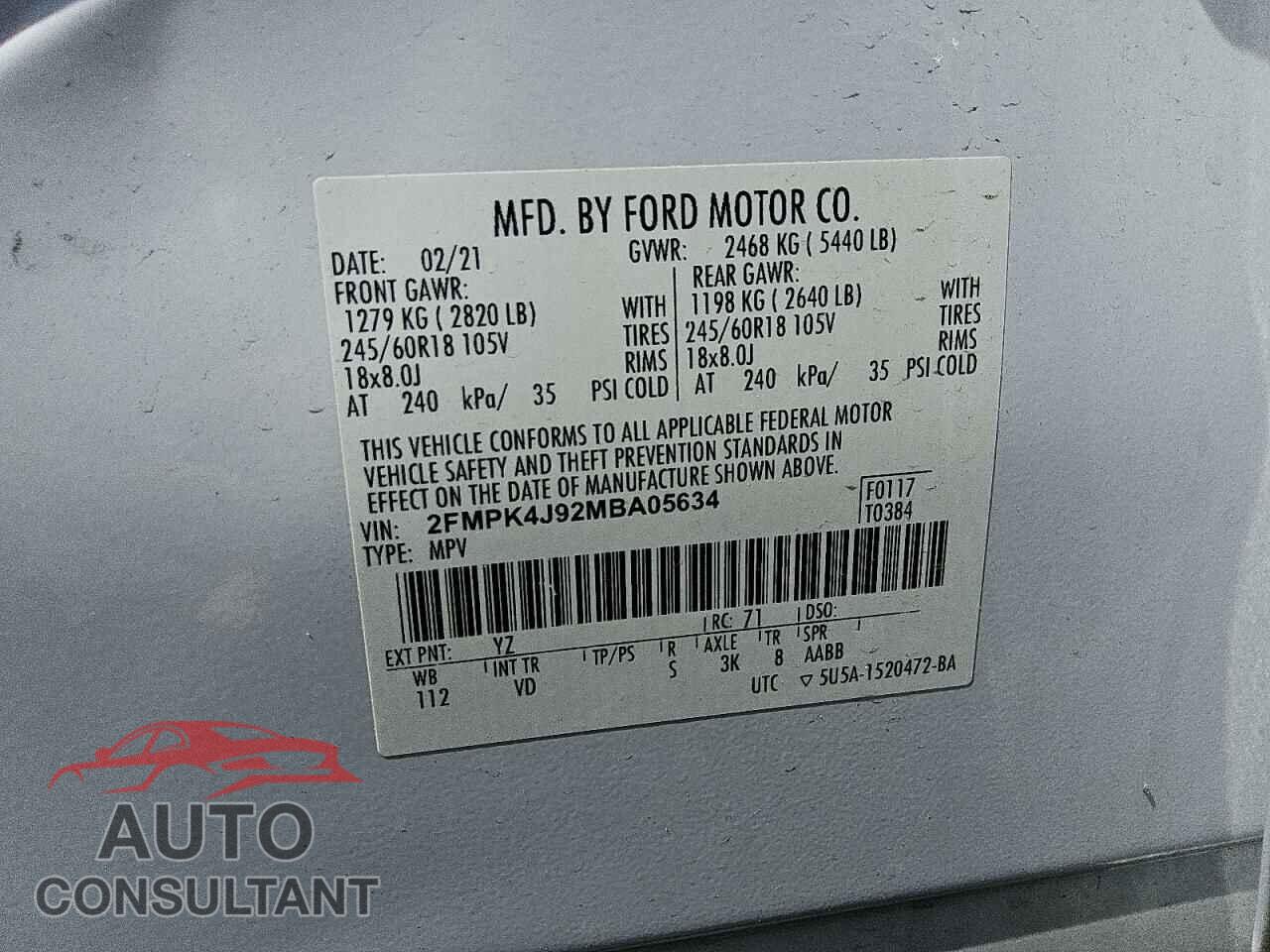 FORD EDGE 2021 - 2FMPK4J92MBA05634