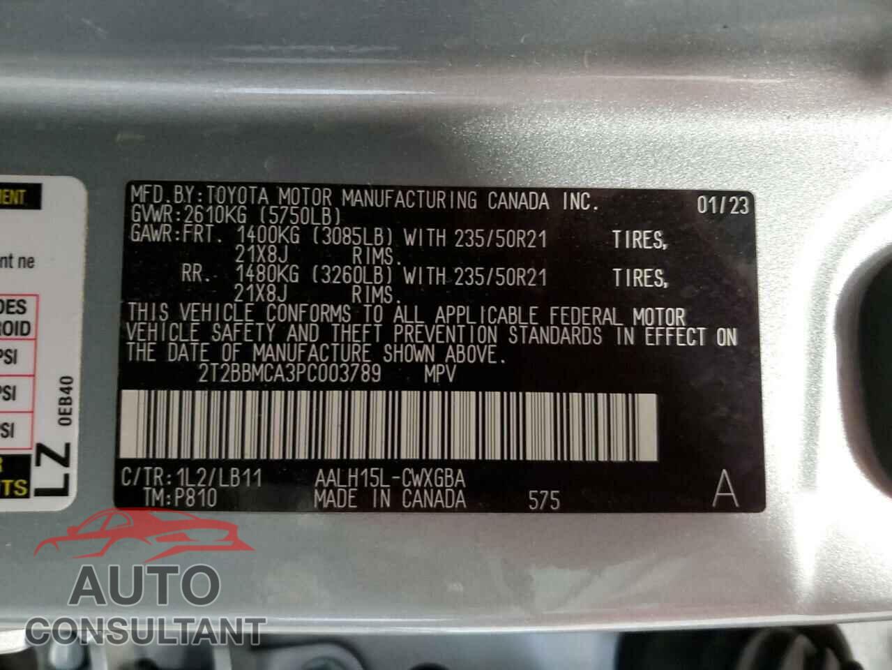 LEXUS RX 350H BA 2023 - 2T2BBMCA3PC003789