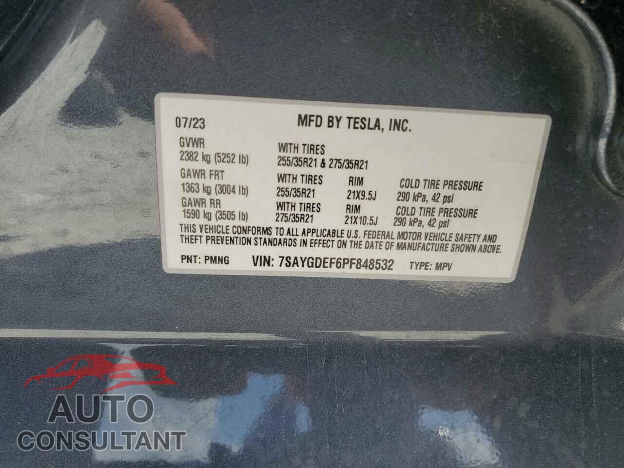 TESLA MODEL Y 2023 - 7SAYGDEF6PF848532