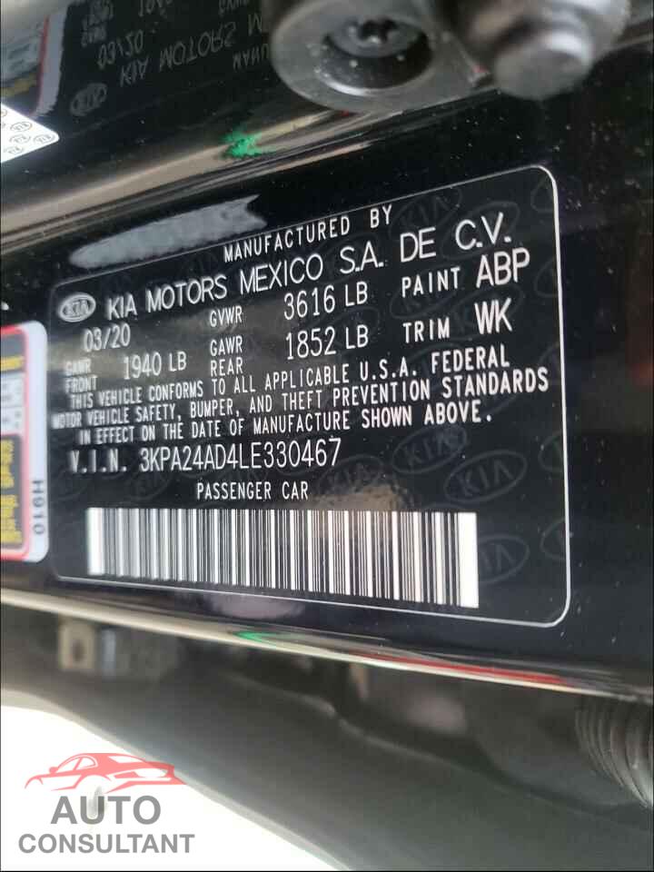 KIA RIO 2020 - 3KPA24AD4LE330467