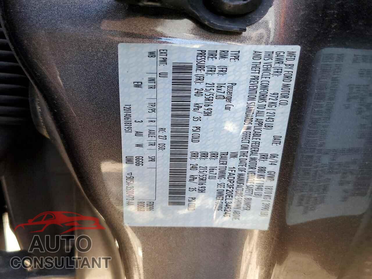 FORD FOCUS 2014 - 1FADP3F20EL346245