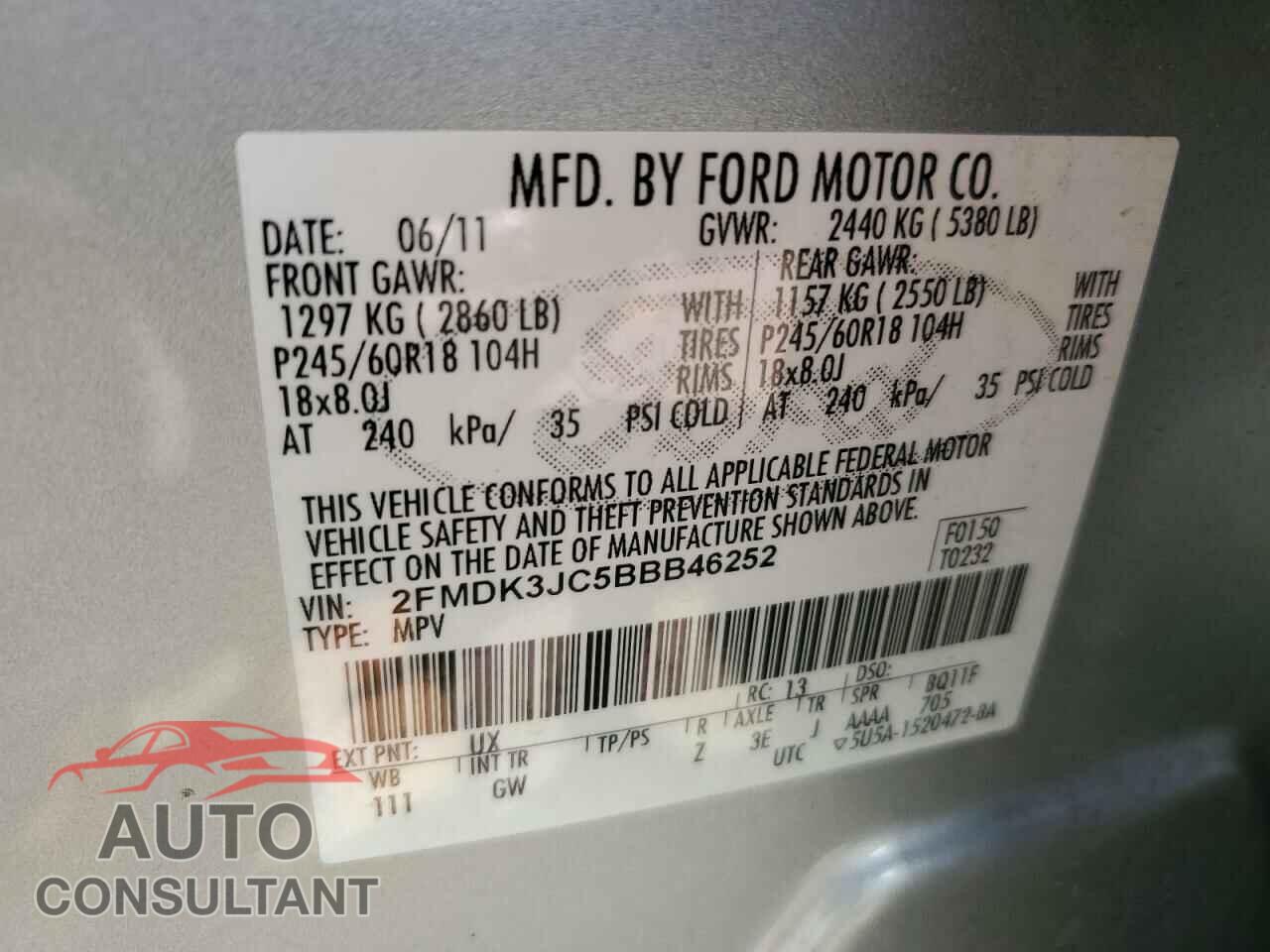 FORD EDGE 2011 - 2FMDK3JC5BBB46252