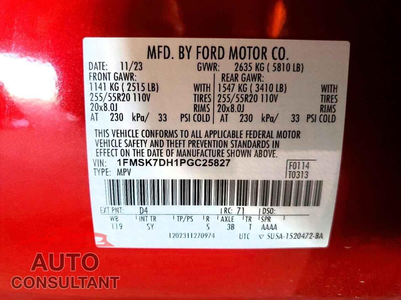 FORD EXPLORER 2023 - 1FMSK7DH1PGC25827