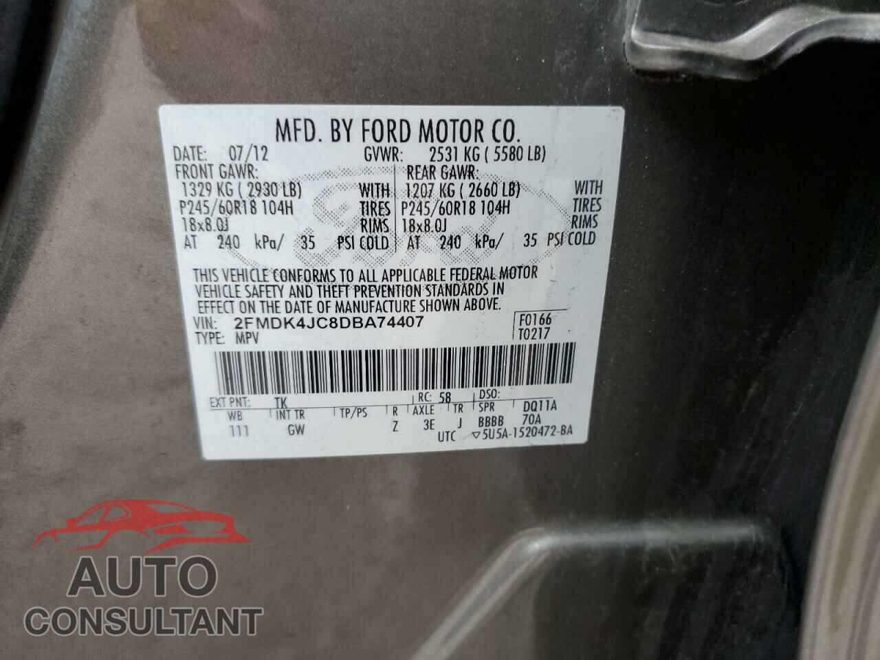FORD EDGE 2013 - 2FMDK4JC8DBA74407