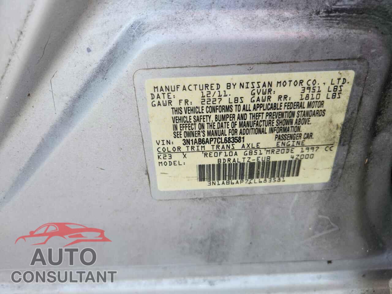 NISSAN SENTRA 2012 - 3N1AB6AP7CL683581