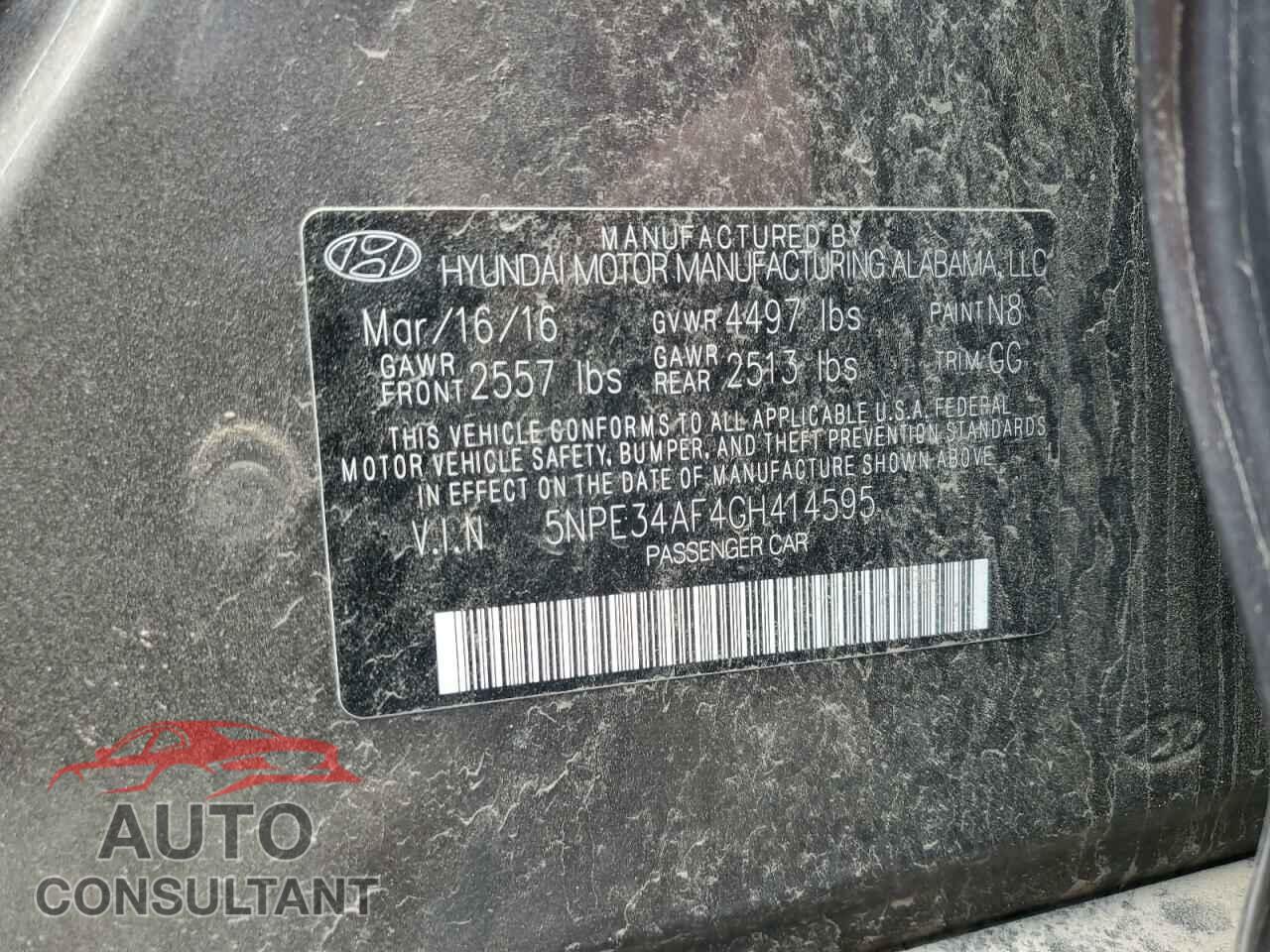 HYUNDAI SONATA 2016 - 5NPE34AF4GH414595