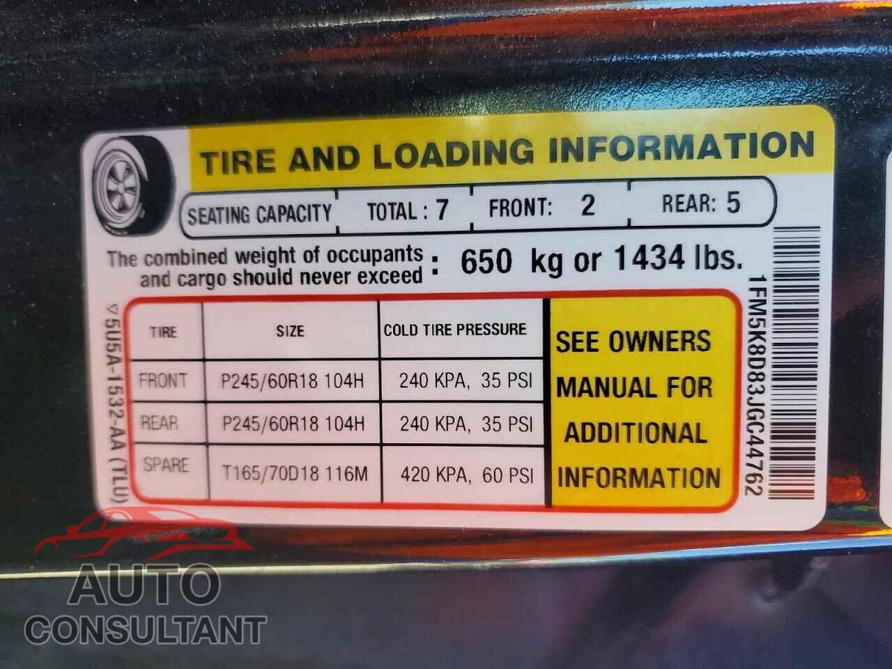 FORD EXPLORER 2018 - 1FM5K8D83JGC44762