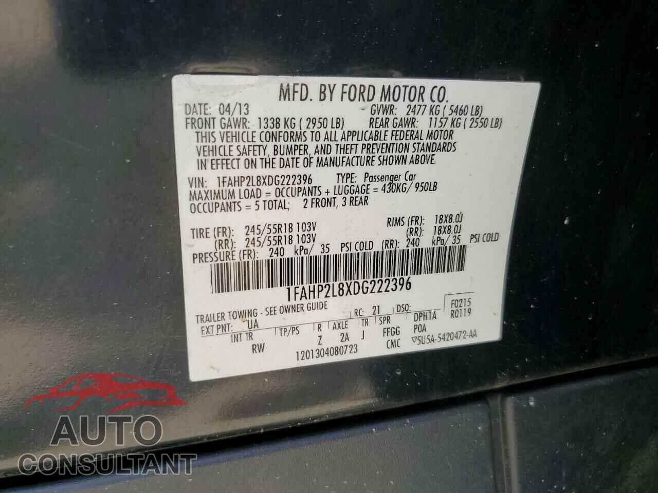 FORD TAURUS 2013 - 1FAHP2L8XDG222396