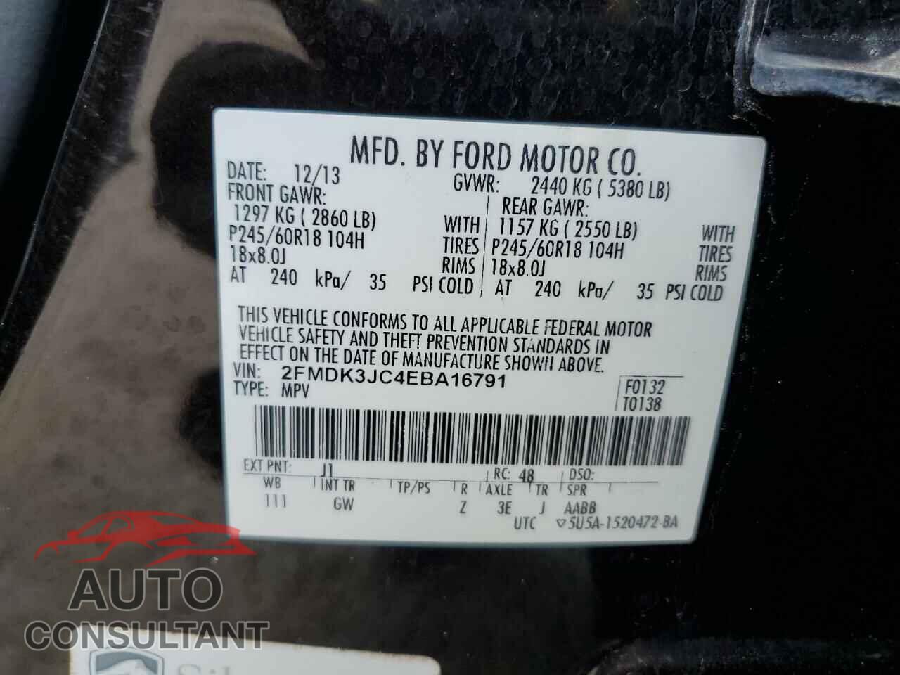 FORD EDGE 2014 - 2FMDK3JC4EBA16791