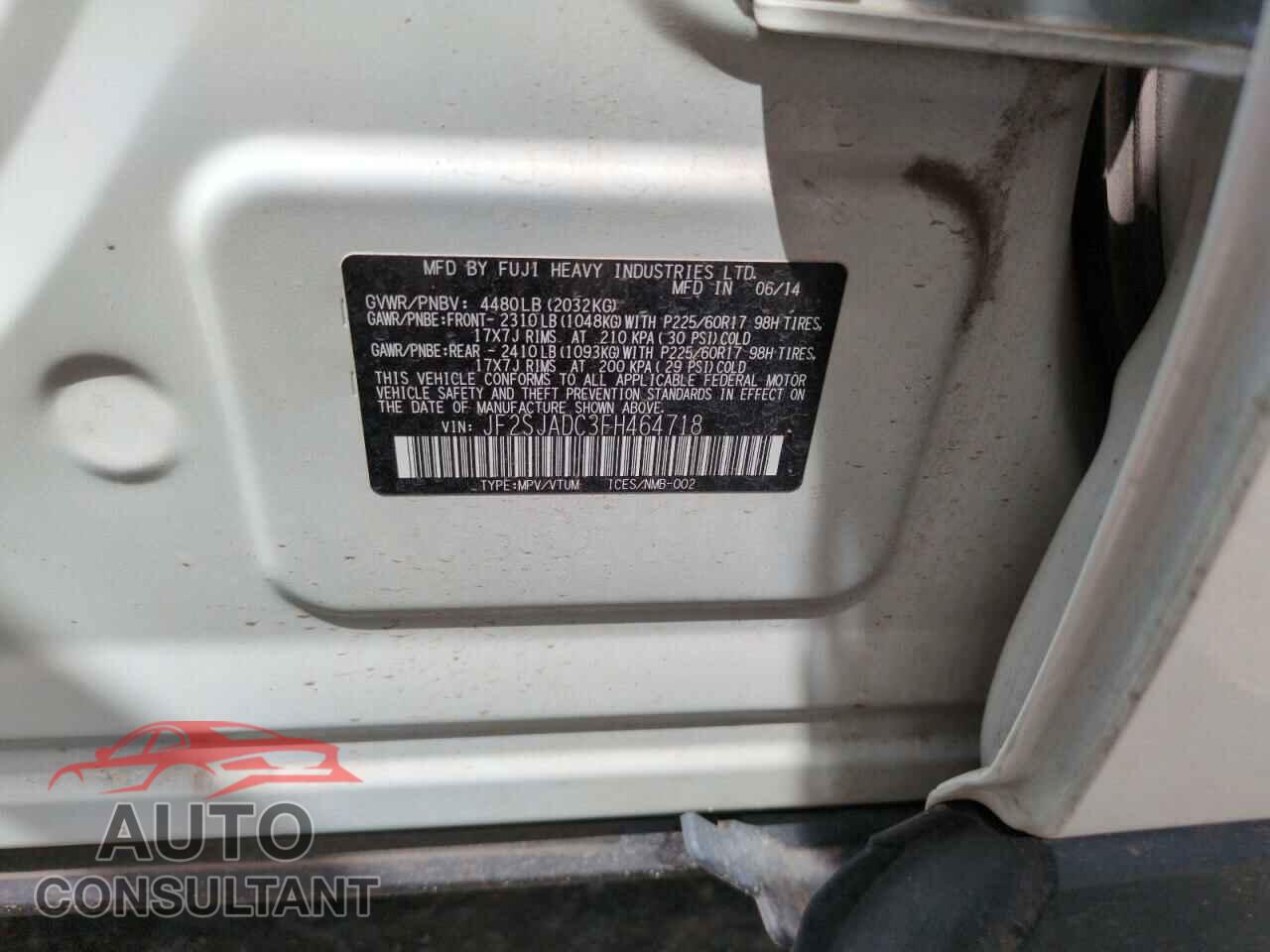 SUBARU FORESTER 2015 - JF2SJADC3FH464718