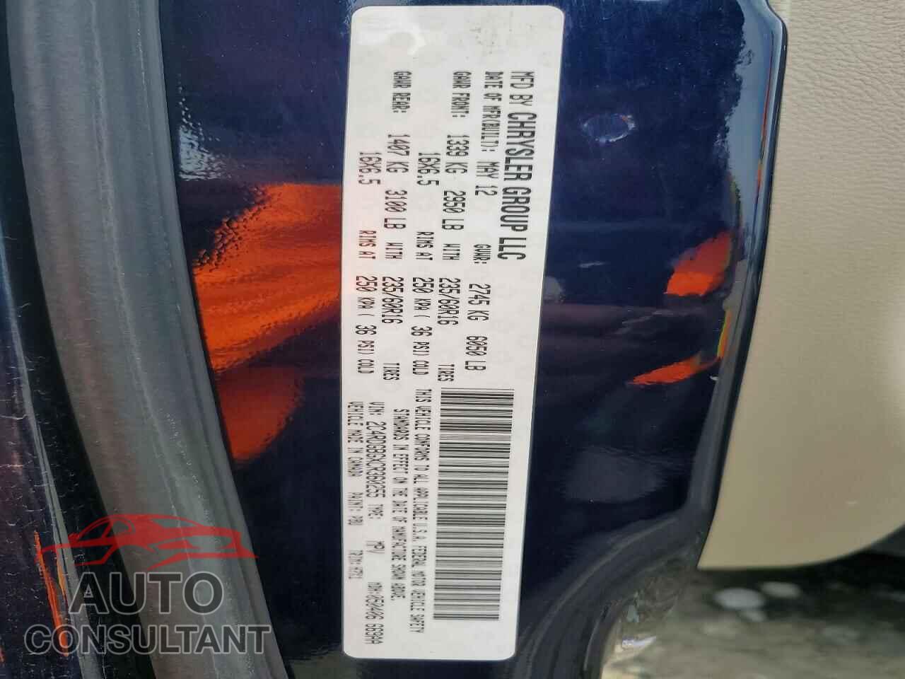 DODGE CARAVAN 2012 - 2C4RDGBGXCR360255