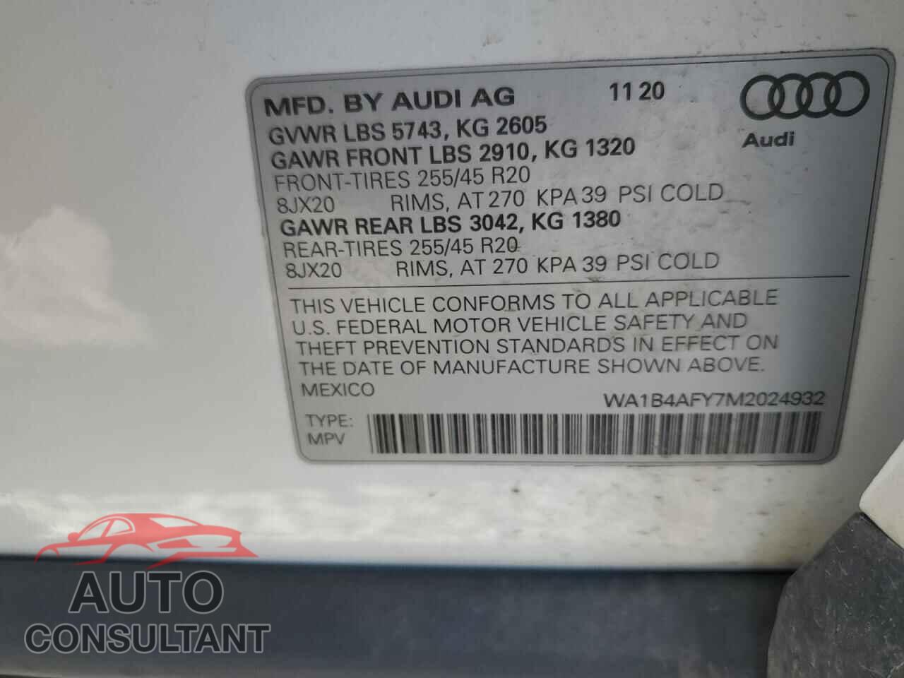 AUDI SQ5 2021 - WA1B4AFY7M2024932