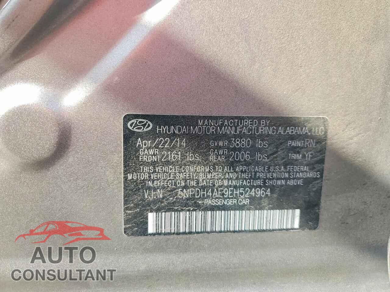 HYUNDAI ELANTRA 2014 - 5NPDH4AE9EH524964