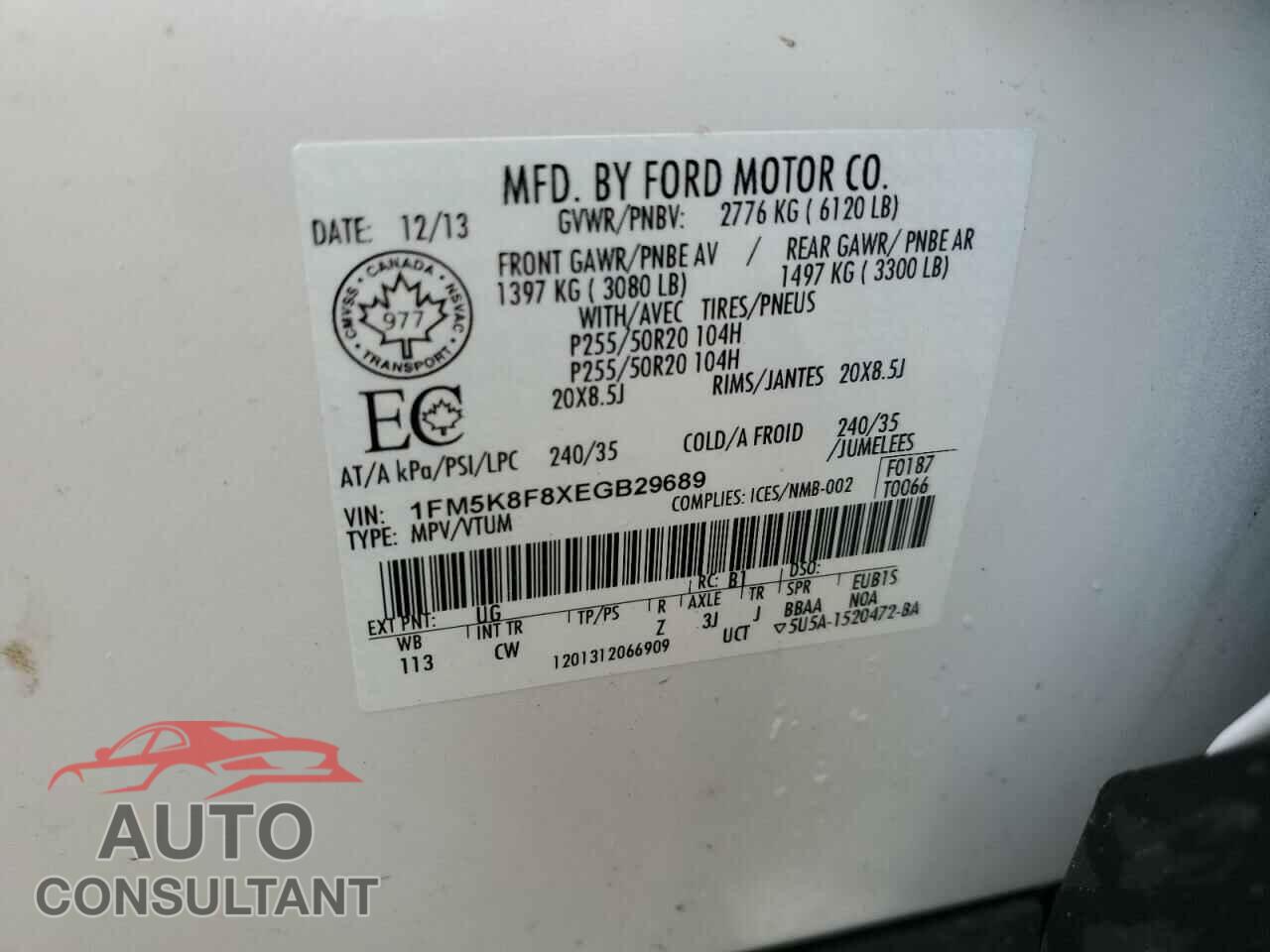 FORD EXPLORER 2014 - 1FM5K8F8XEGB29689