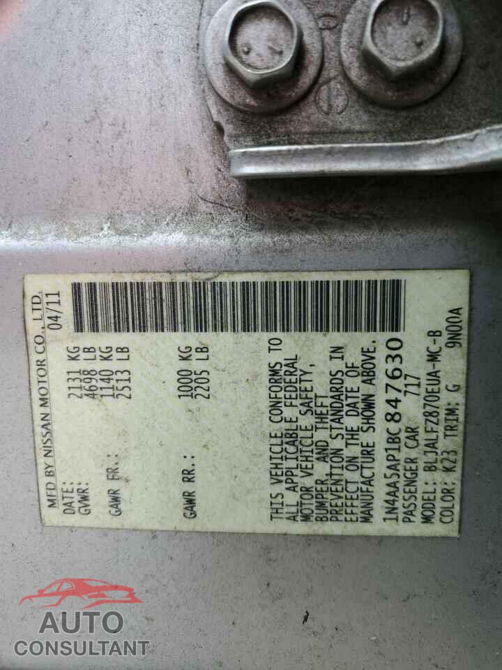 NISSAN MAXIMA 2011 - 1N4AA5AP1BC847630