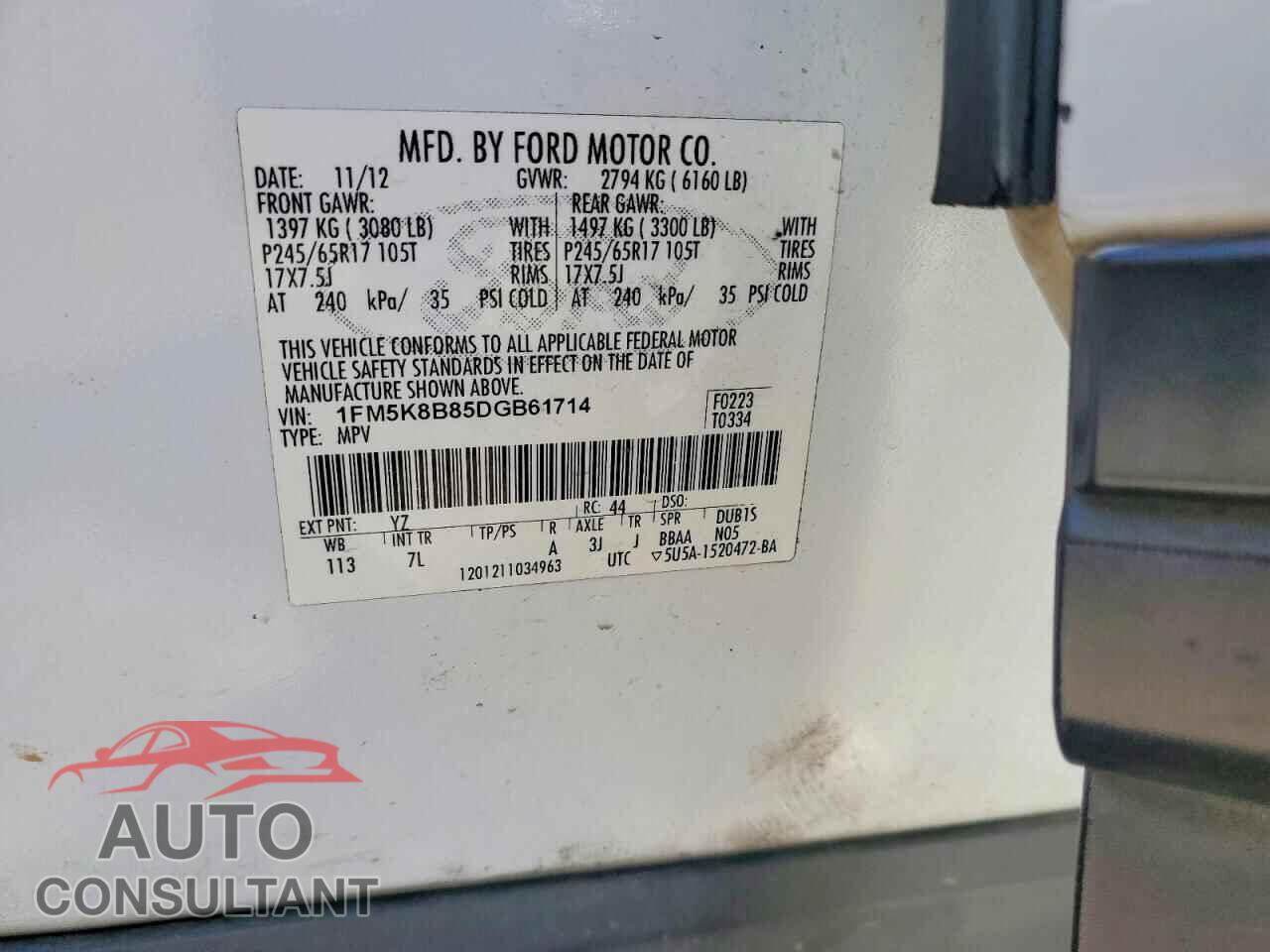 FORD EXPL 2013 - 1FM5K8B85DGB61714