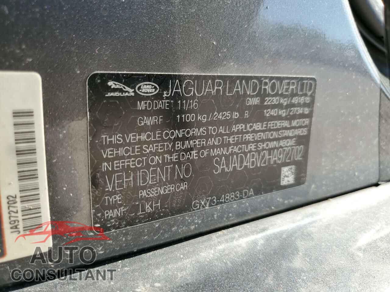 JAGUAR XE 2017 - SAJAD4BV2HA972702