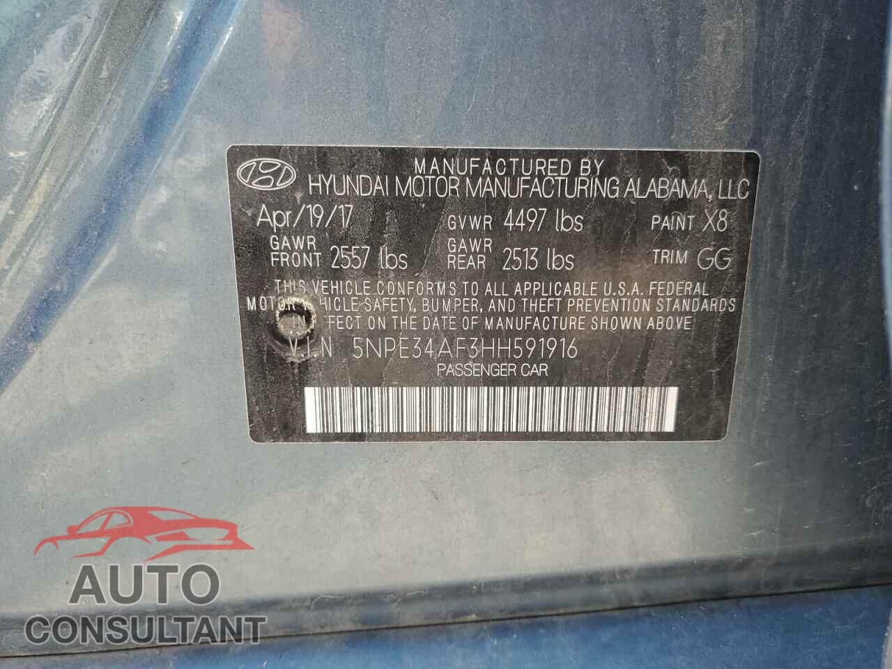 HYUNDAI SONATA 2017 - 5NPE34AF3HH591916