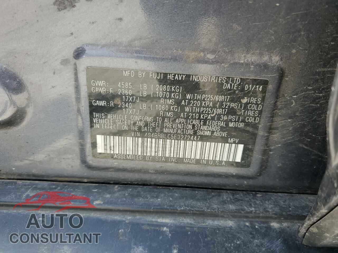 SUBARU OUTBACK 2014 - 4S4BRBLC5E3272447