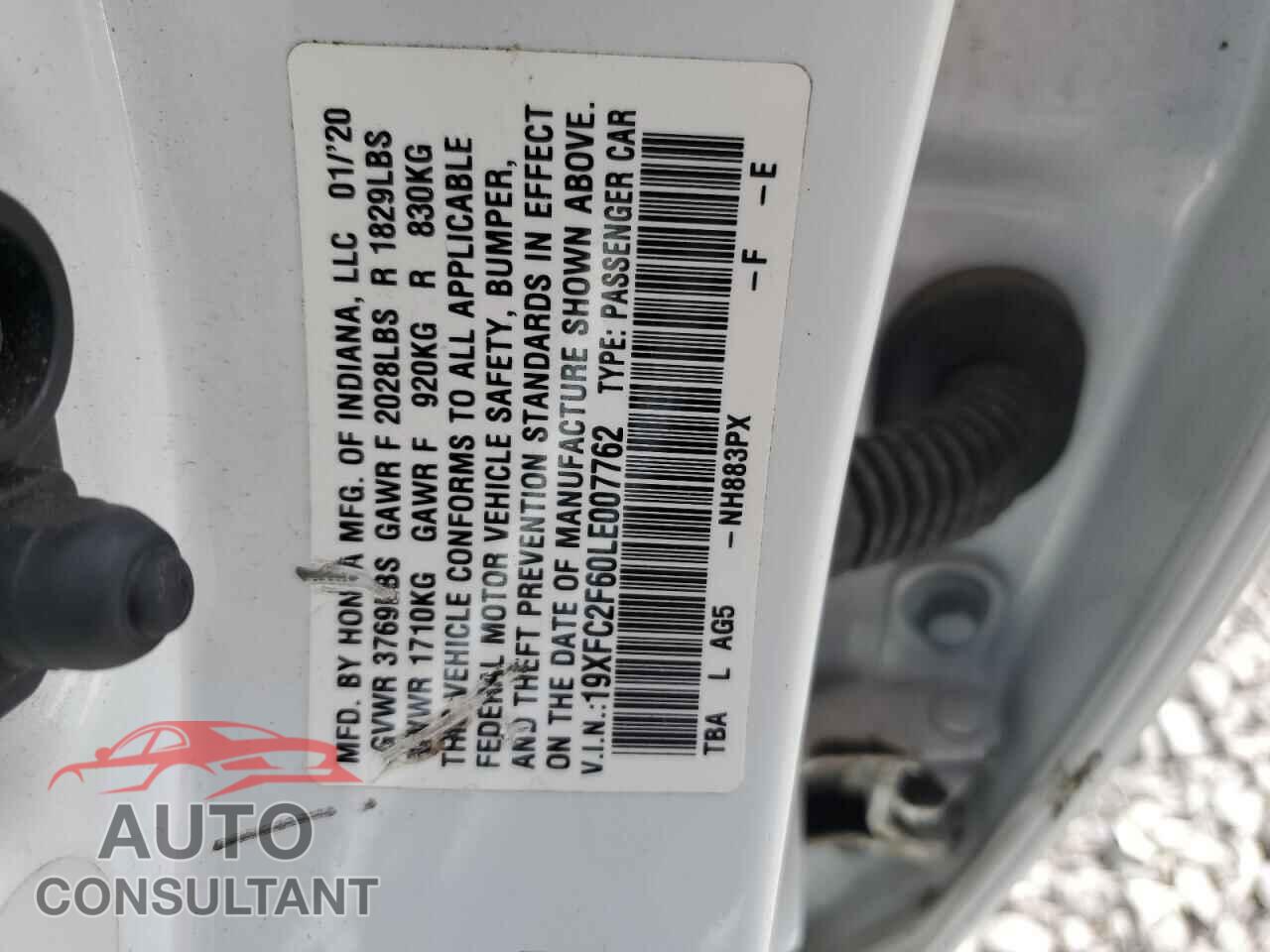 HONDA CIVIC 2020 - 19XFC2F60LE007762