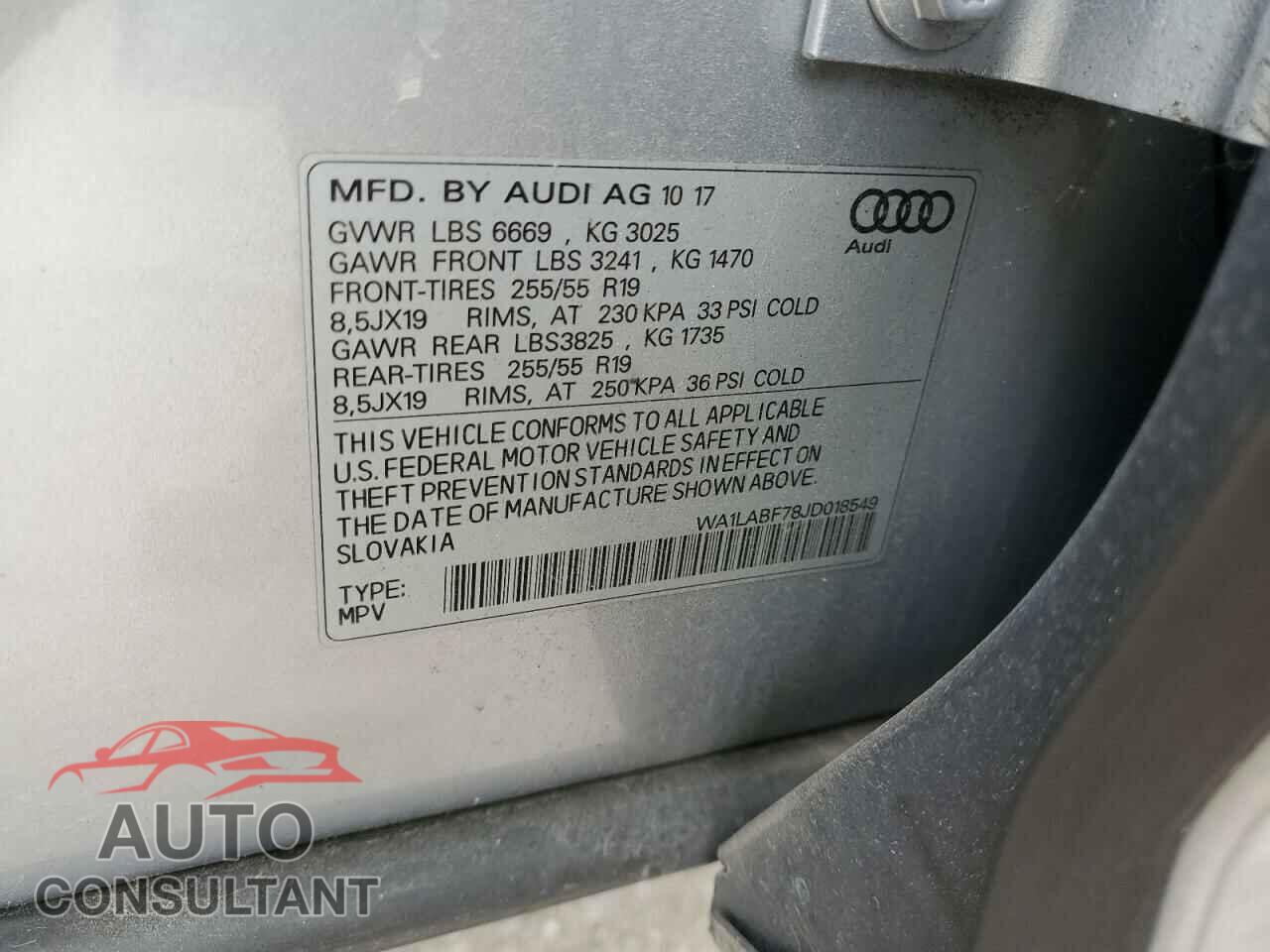 AUDI Q7 2018 - WA1LABF78JD018549