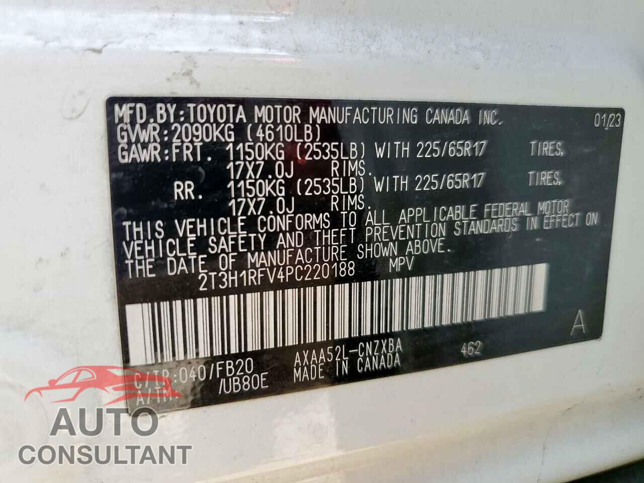 TOYOTA RAV4 2023 - 2T3H1RFV4PC220188