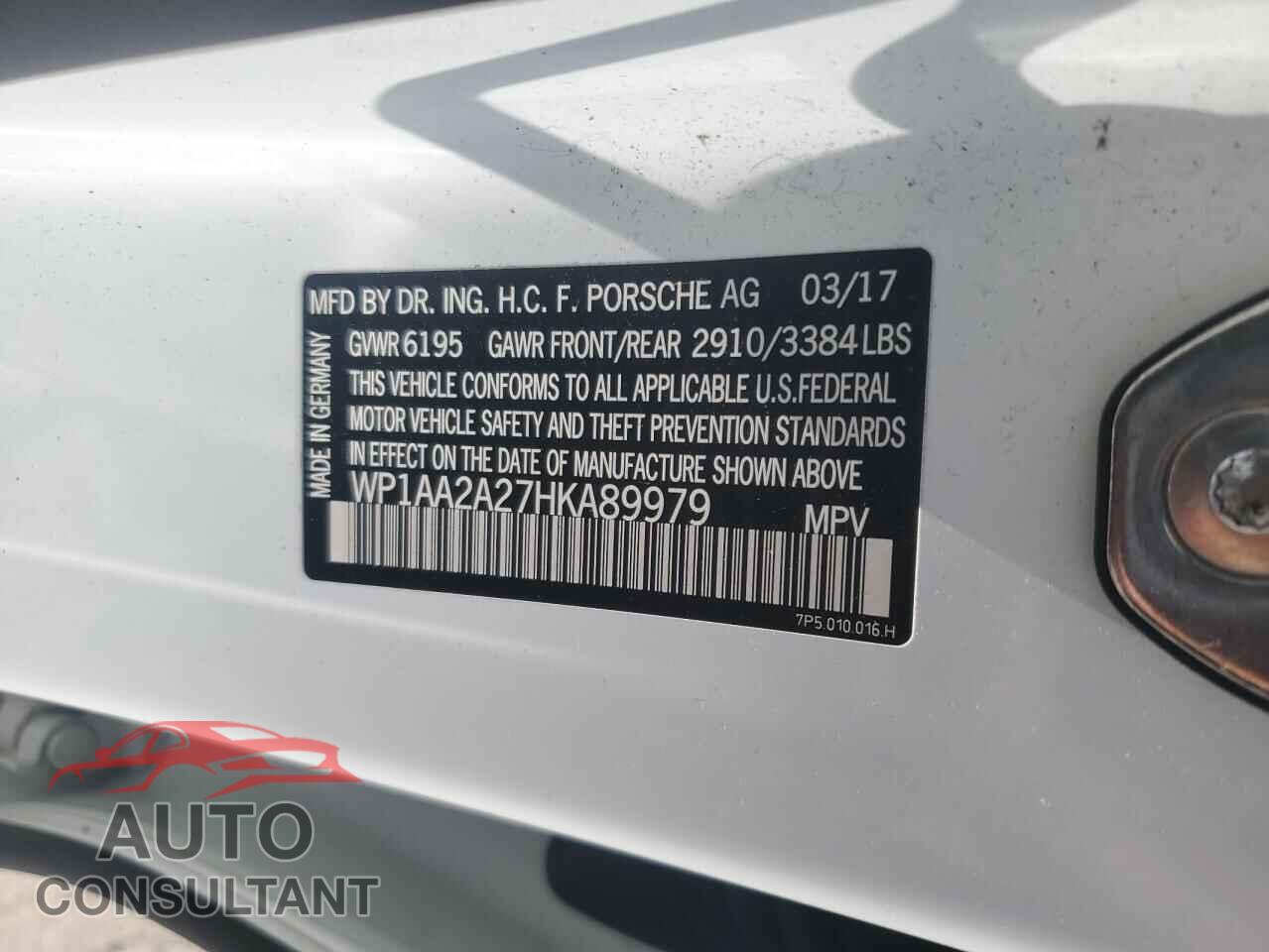 PORSCHE CAYENNE 2017 - WP1AA2A27HKA89979