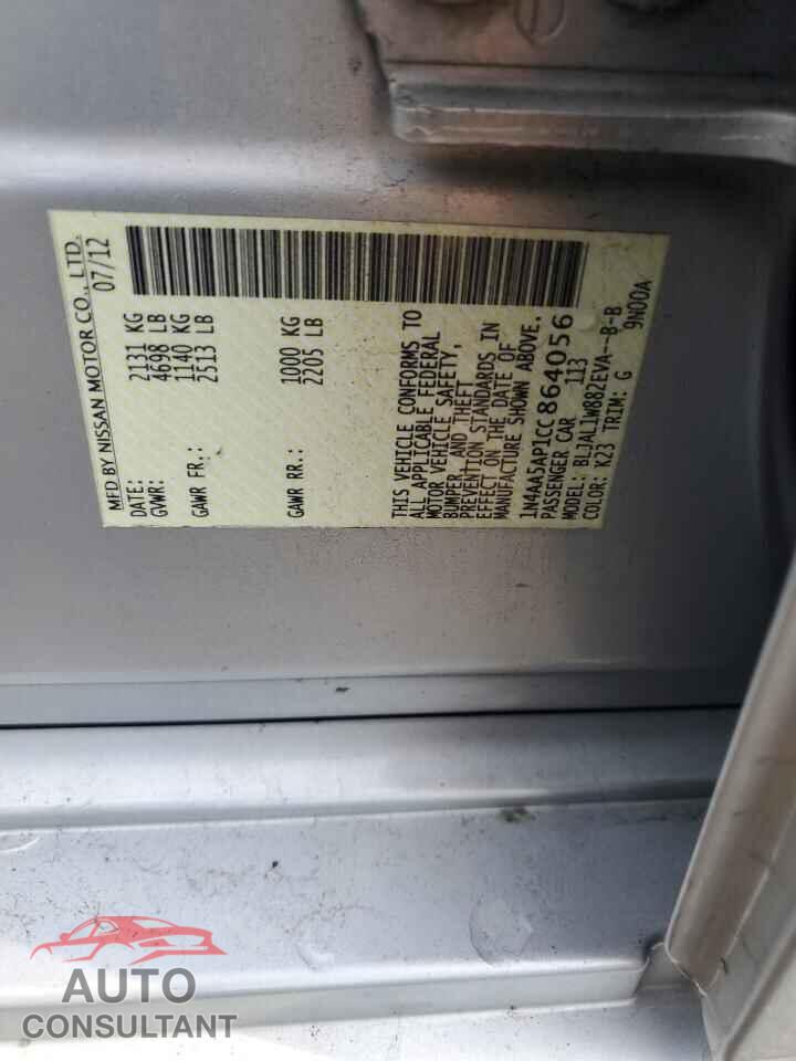 NISSAN MAXIMA 2012 - 1N4AA5AP1CC864056