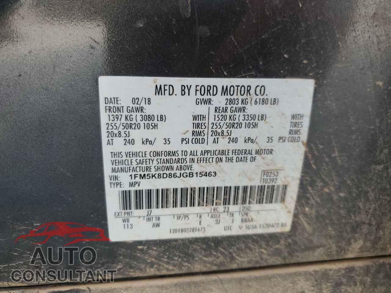 FORD EXPLORER 2018 - 1FM5K8D86JGB15463