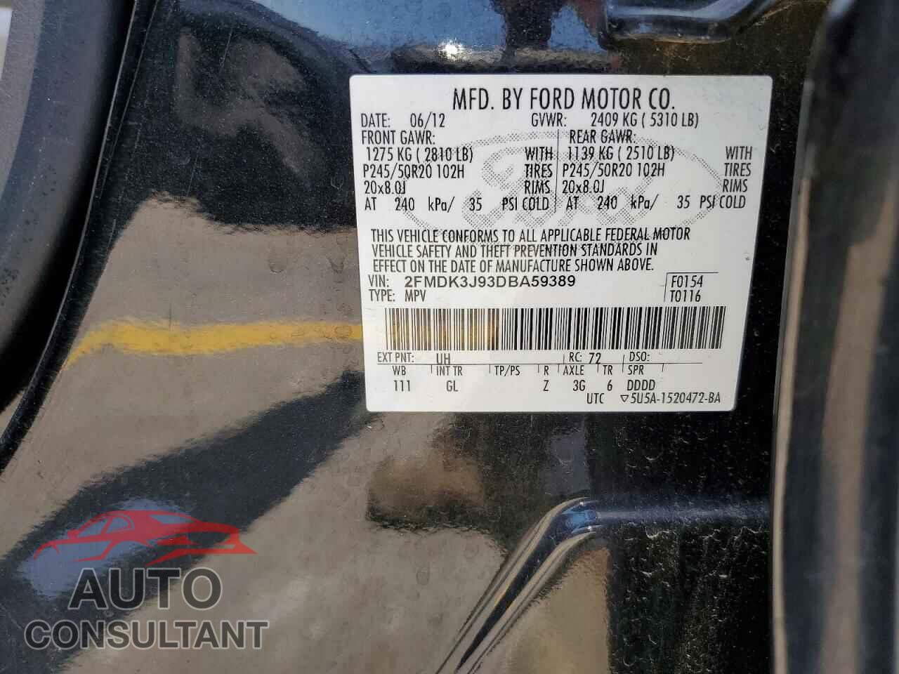 FORD EDGE 2013 - 2FMDK3J93DBA59389